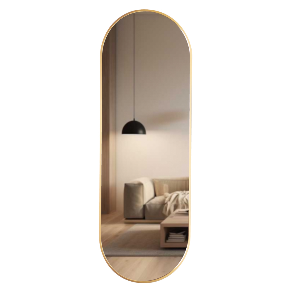 Modena pill shape mirror gold 40x120cm