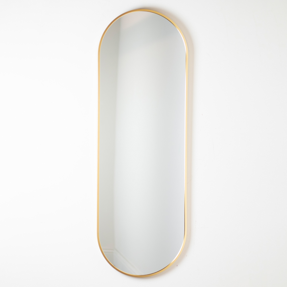 Modena pill shape mirror gold 40x120cm