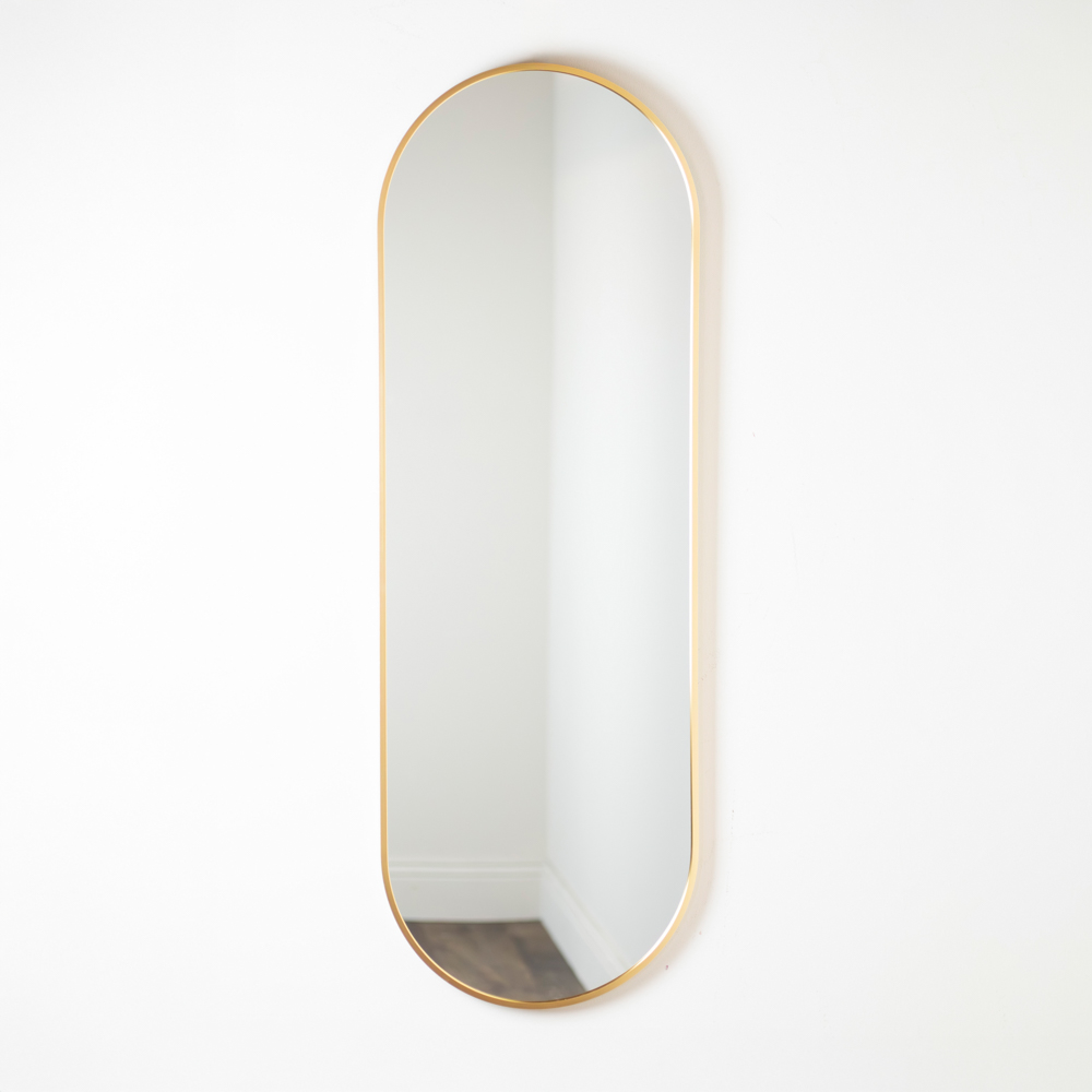 Modena pill shape mirror gold 40x120cm