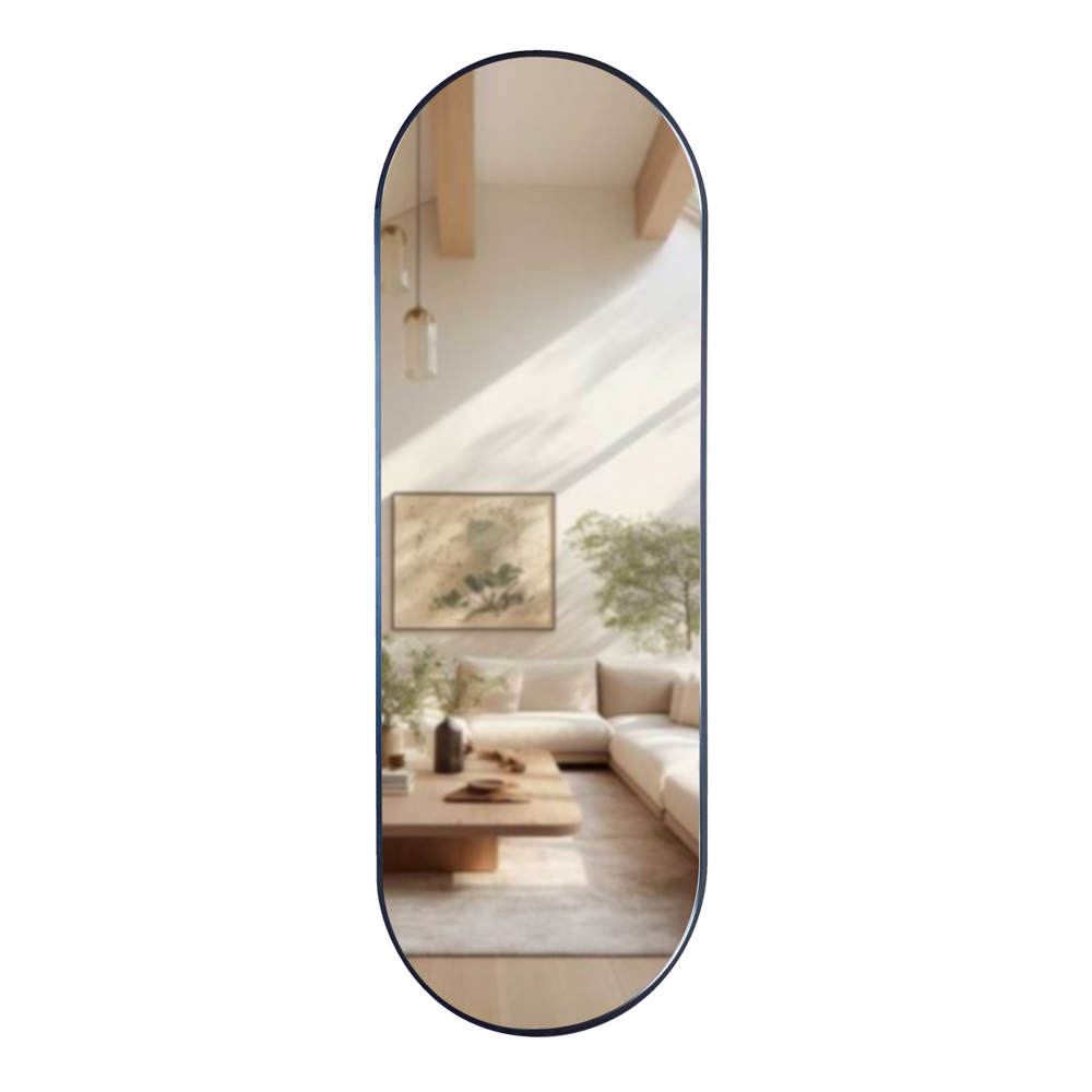 Modena pill shape mirror black 40x120cm