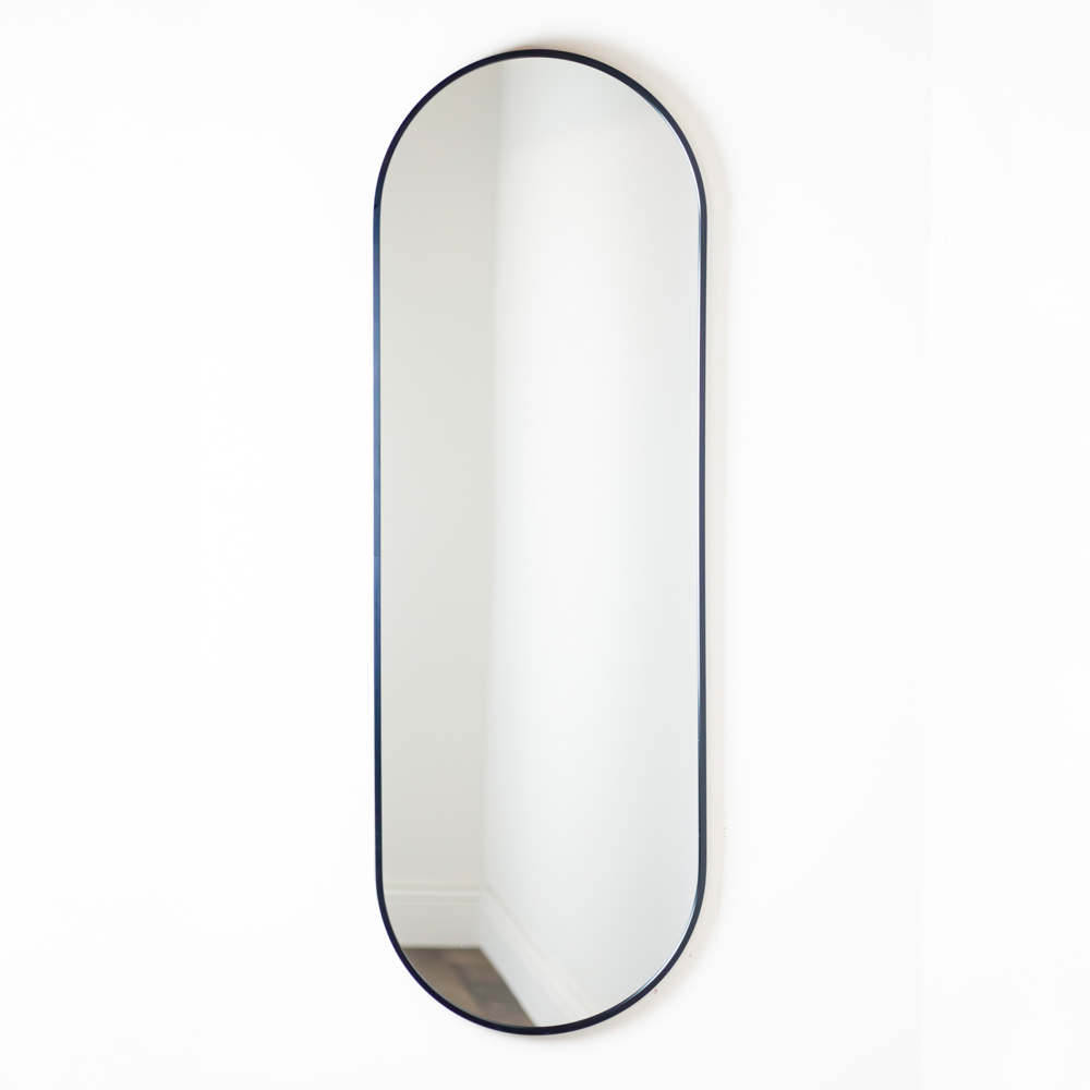 Modena pill shape mirror black 40x120cm