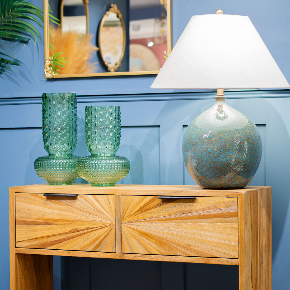 Ray 2 drawer console ginger teak