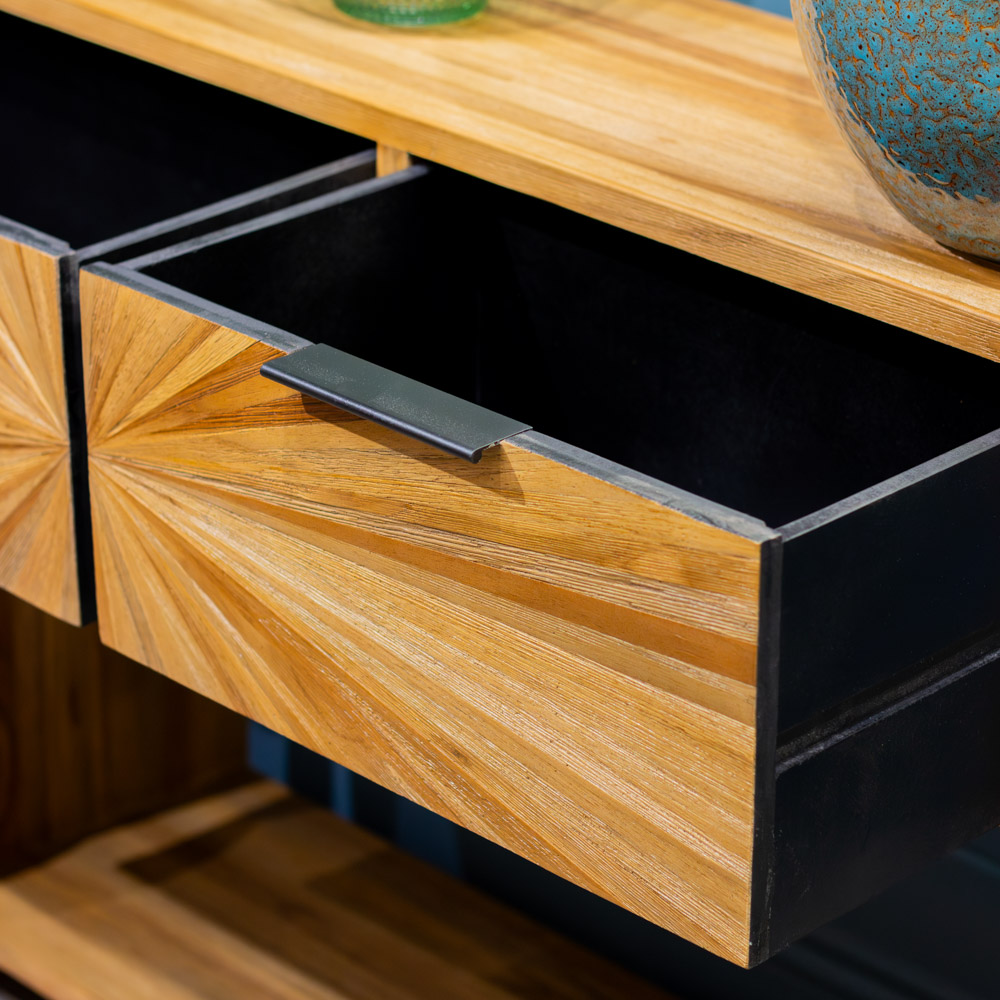 Ray 2 drawer console ginger teak