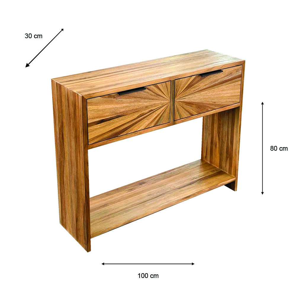 Ray 2 drawer console ginger teak