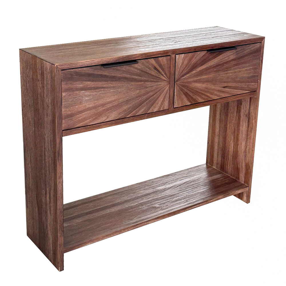 Ray 2 drawer console dark teak
