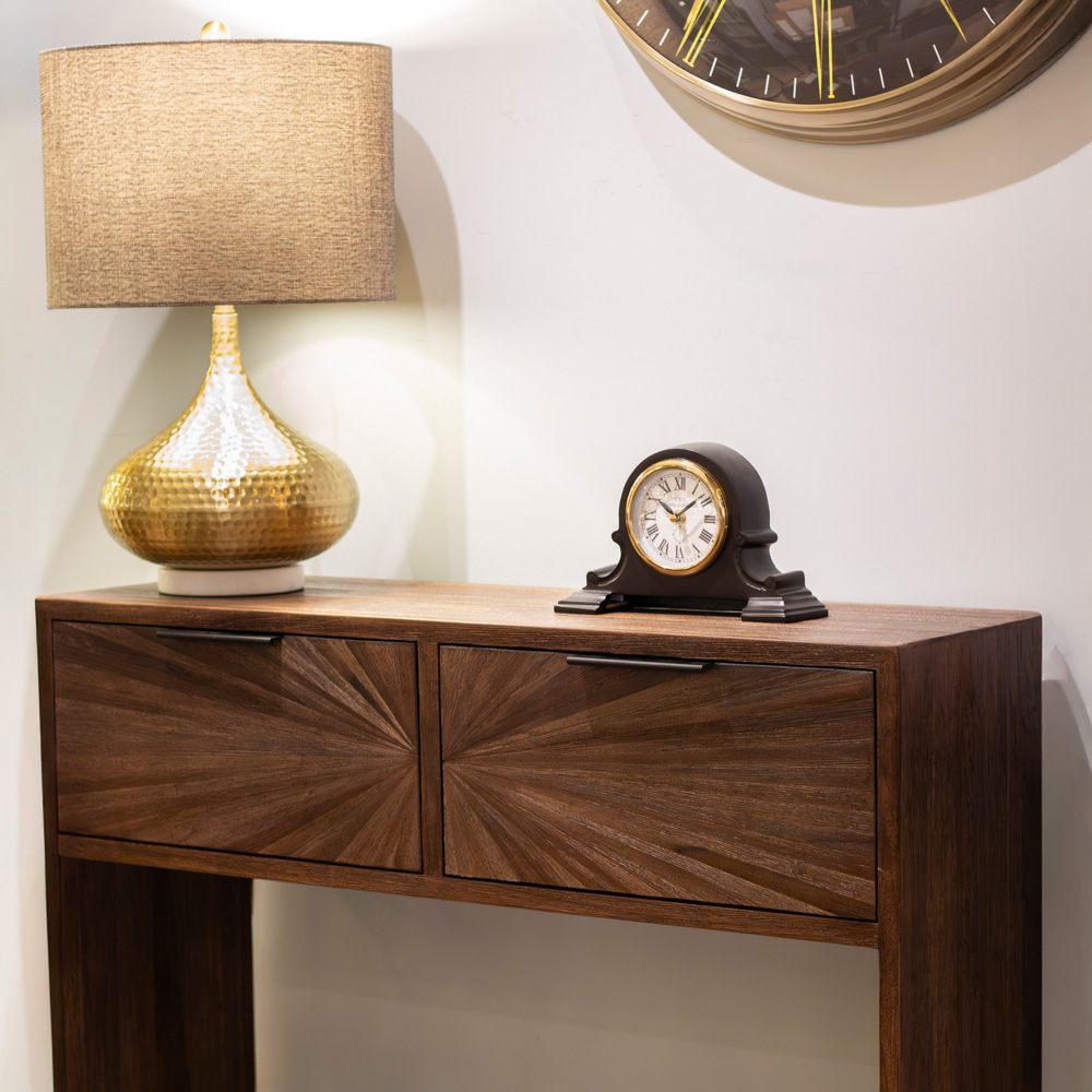 Ray 2 drawer console dark teak