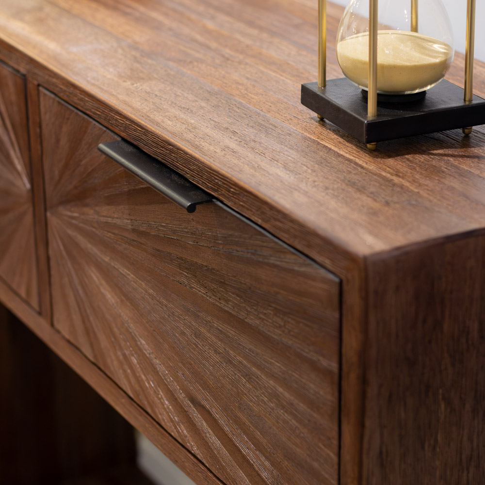 Ray 2 drawer console dark teak