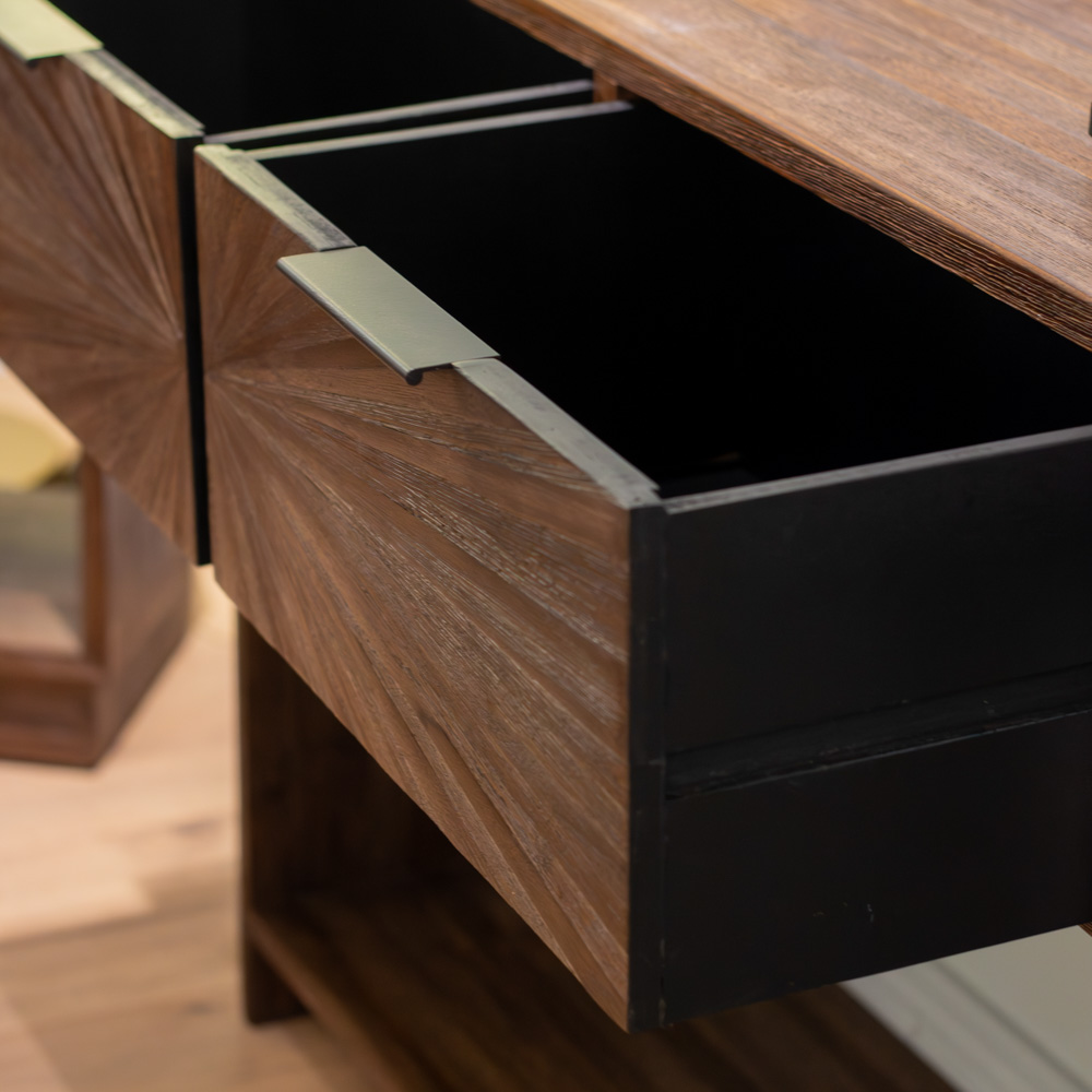 Ray 2 drawer console dark teak