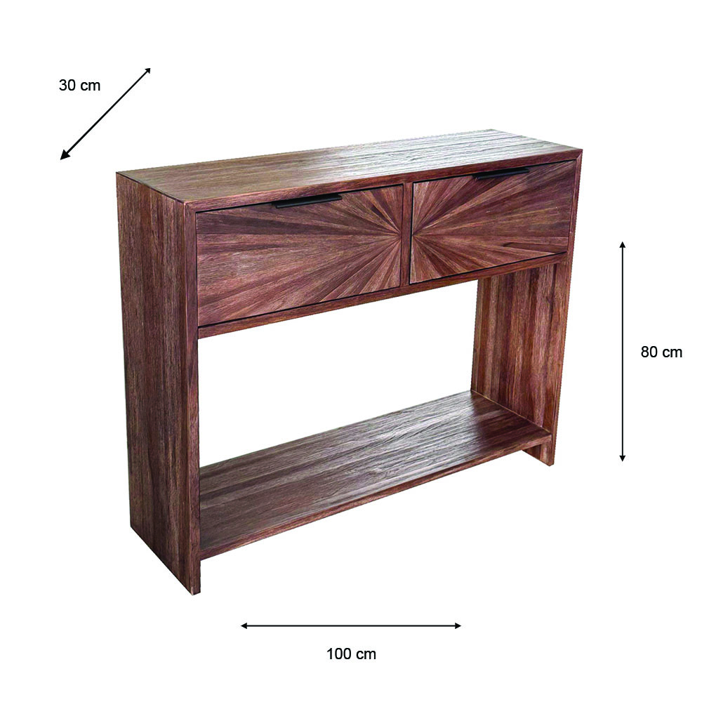 Ray 2 drawer console dark teak