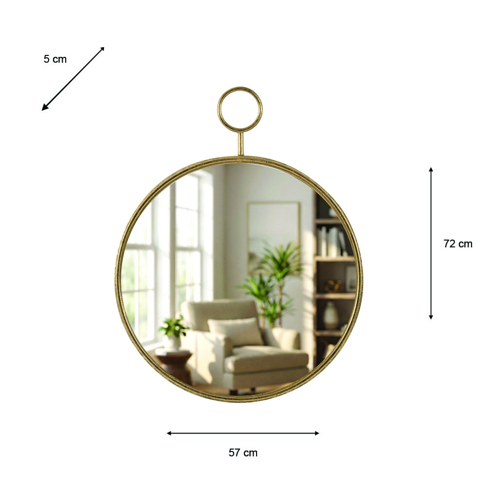 Decor wall mirror rnd gold 72cm