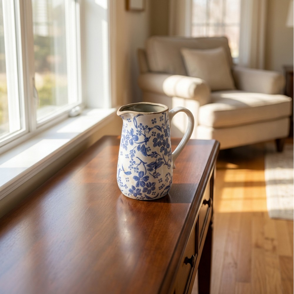Blue floral pitcher 18cm