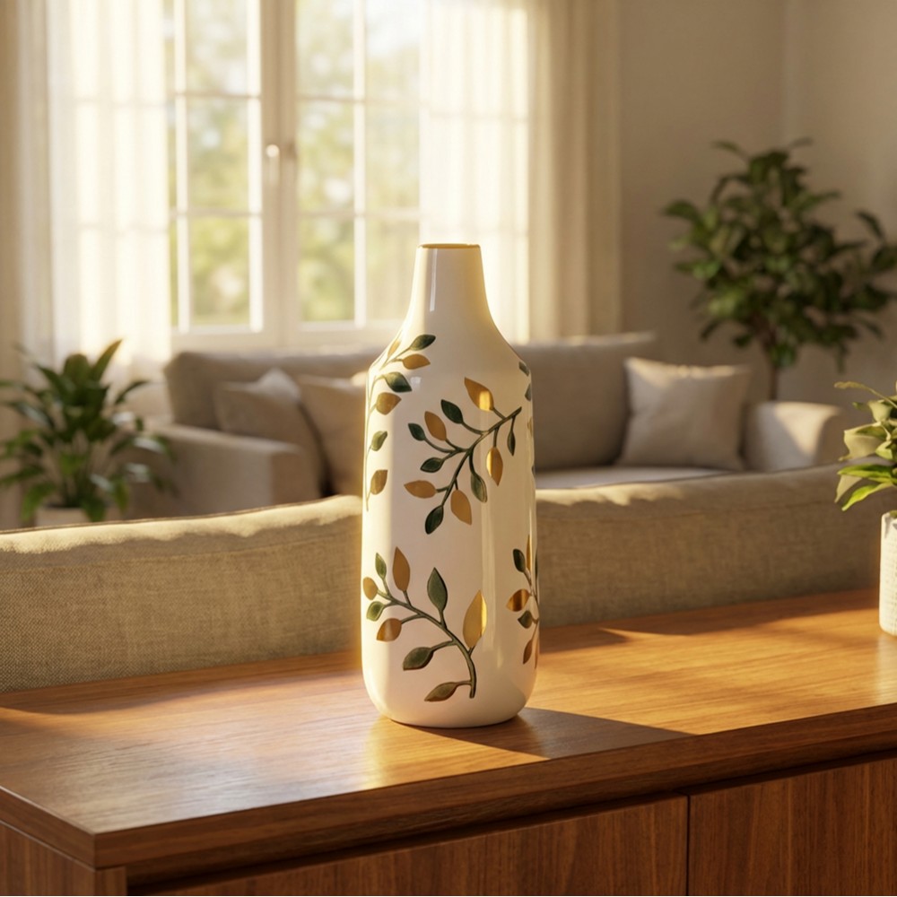 Flower vase green/gold 31cm