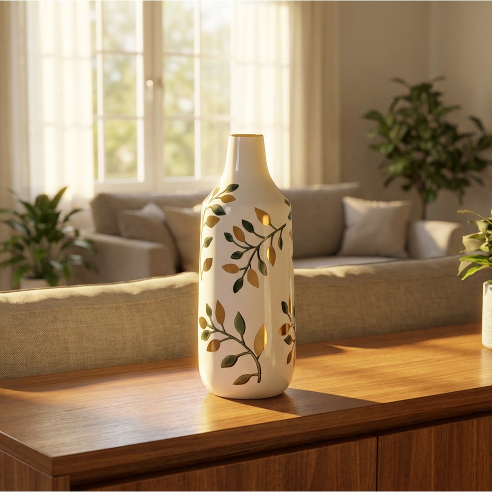 Flower vase green/gold 31cm