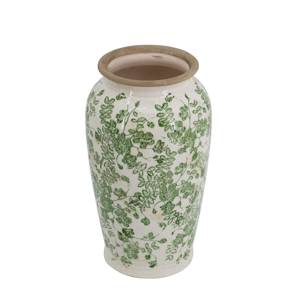Green floral vase 30cm
