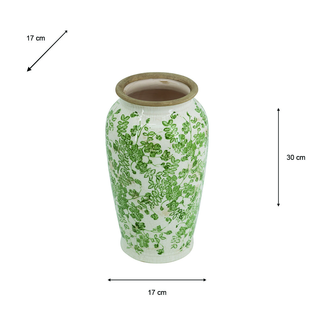 Green floral vase 30cm