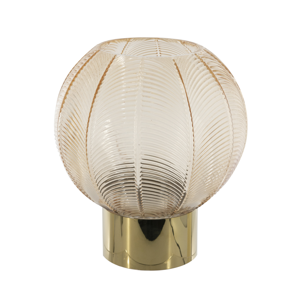 Amber glass orb hurricane 24cm