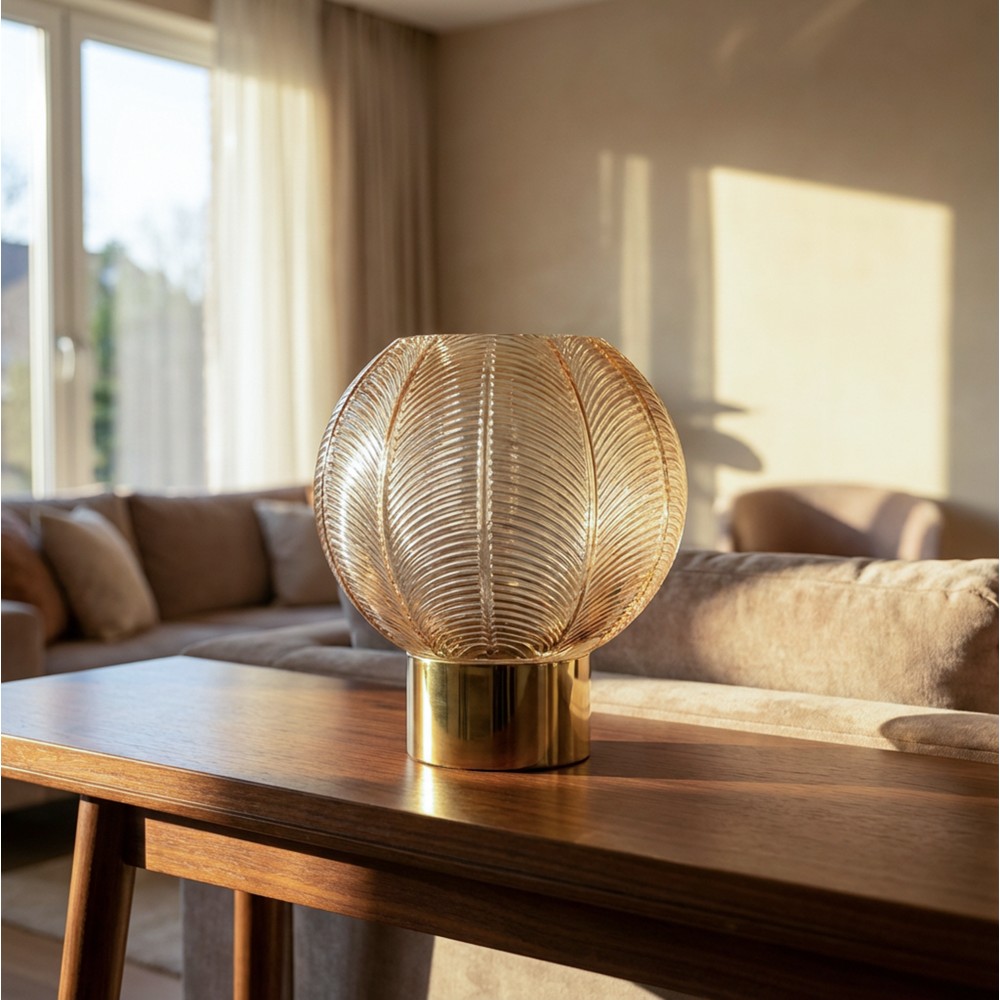 Amber glass orb hurricane 24cm