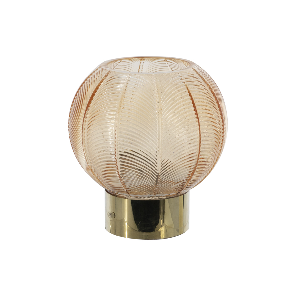 Amber glass orb hurricane 17cm