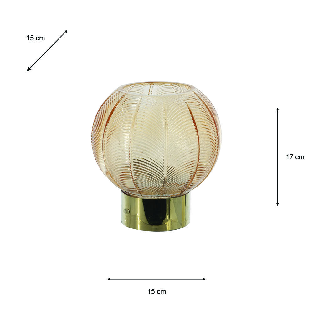 Amber glass orb hurricane 17cm