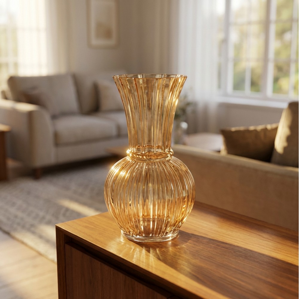 Amber glass vase 29cm