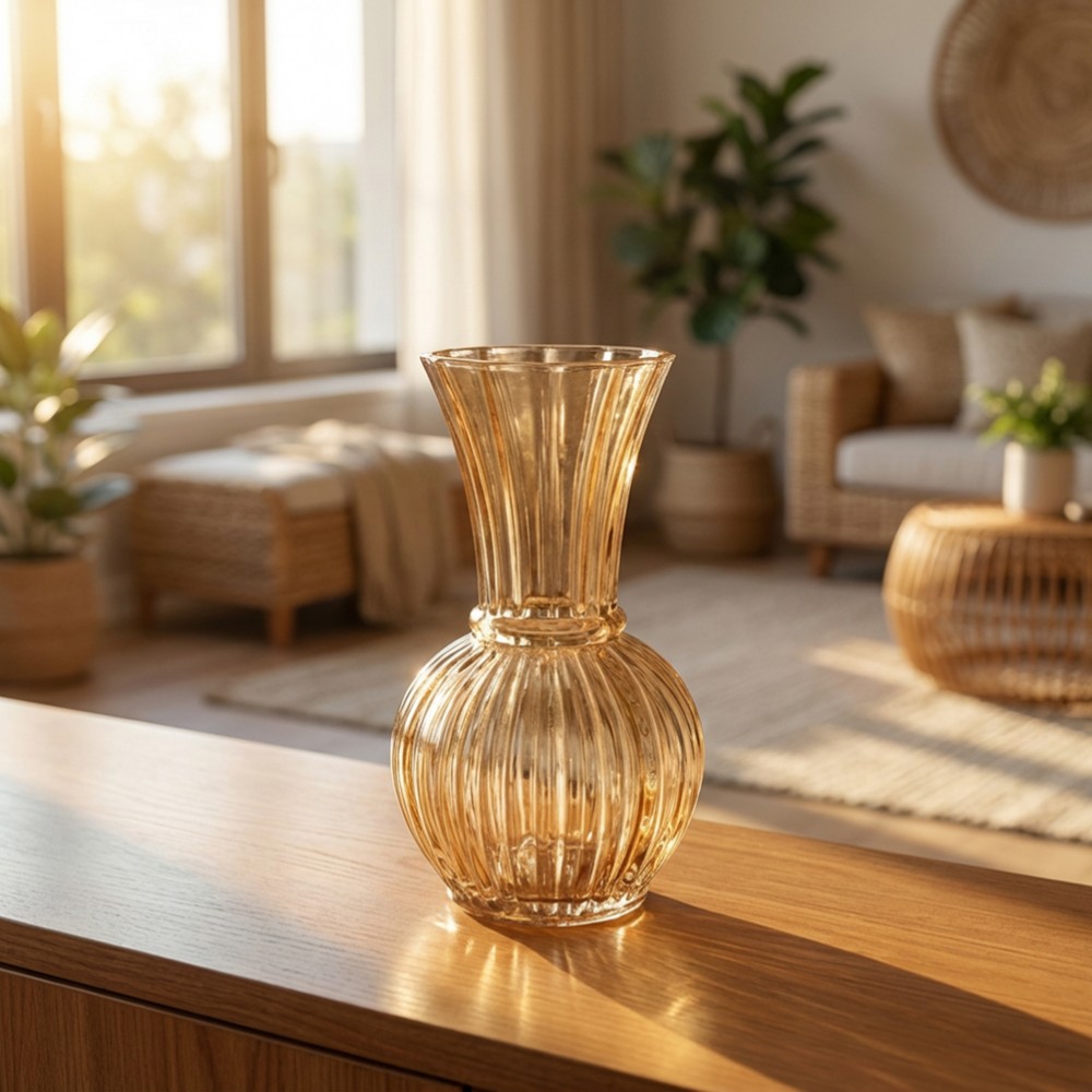 Amber glass vase 24.5cm