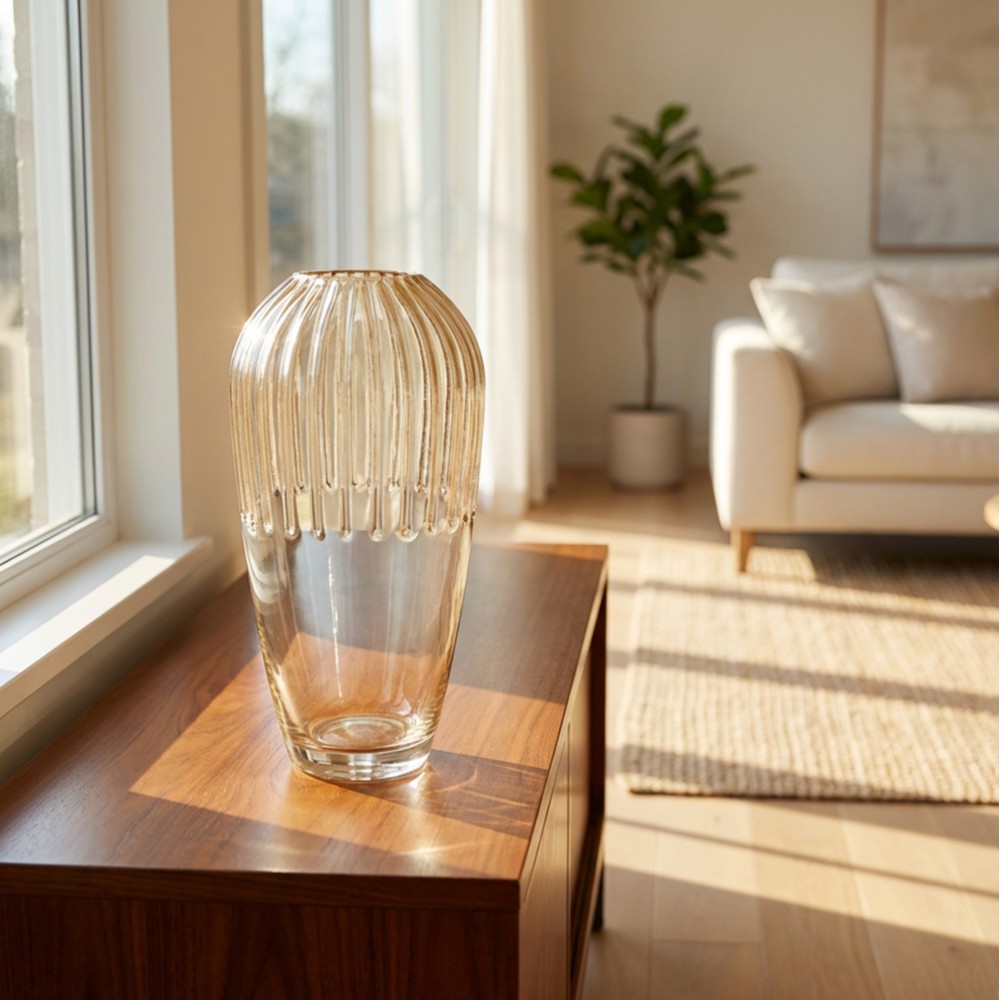 Amber glass vase 30cm
