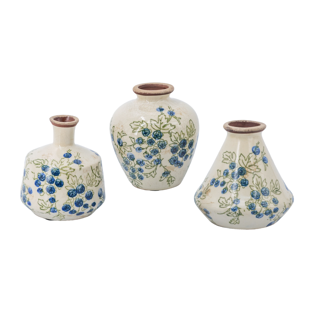 S/3 berry mini vases 