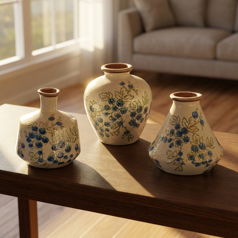S/3 berry mini vases 
