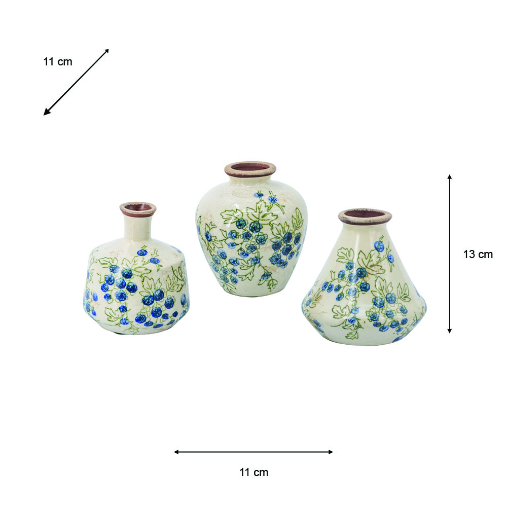 S/3 berry mini vases 