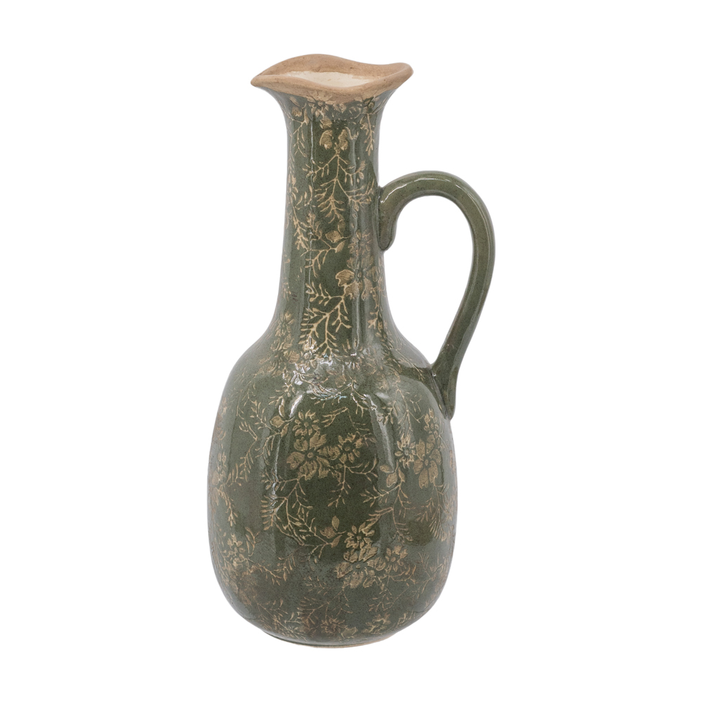Green pitcher vase 36cm 