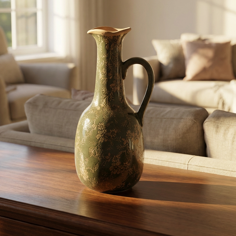 Green pitcher vase 36cm 