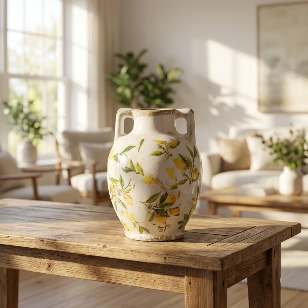 Lemon two handled vase 22cm