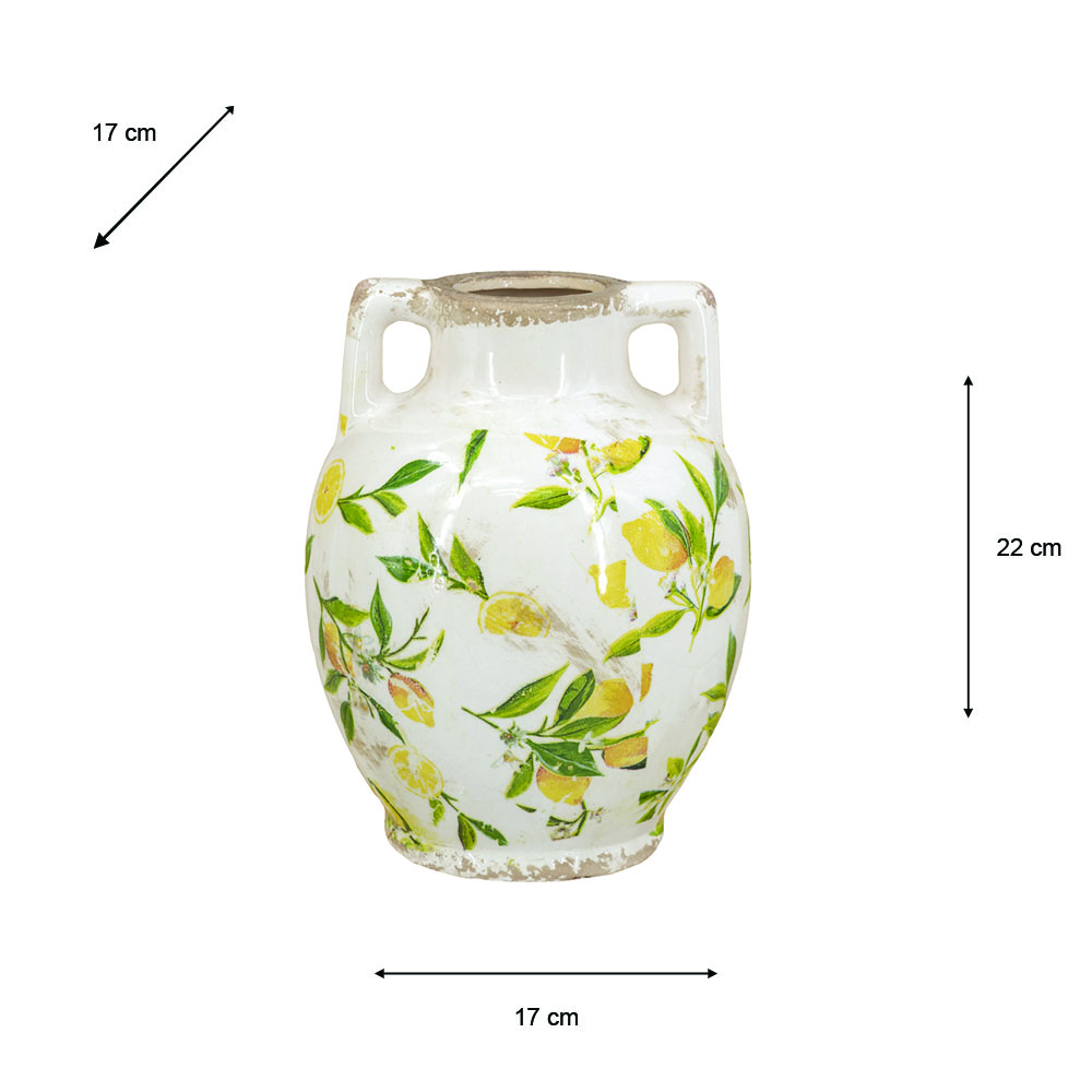 Lemon two handled vase 22cm