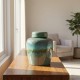 Reactive glaze lidded jar 15cm