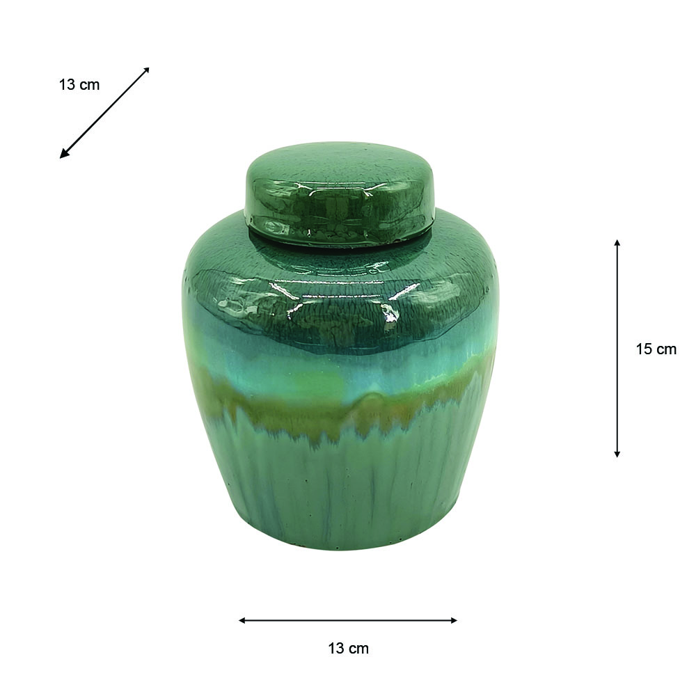 Reactive glaze lidded jar 15cm
