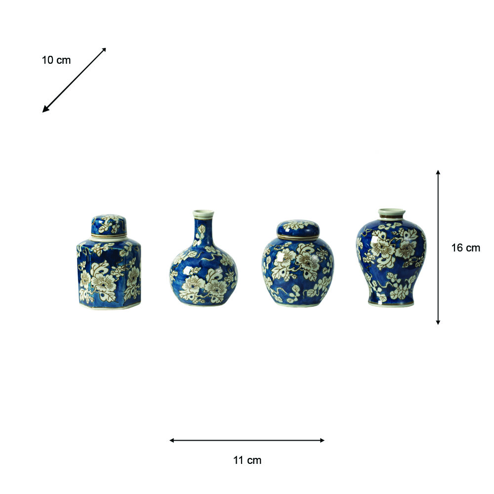 Blue and white s/4  jar/vase 