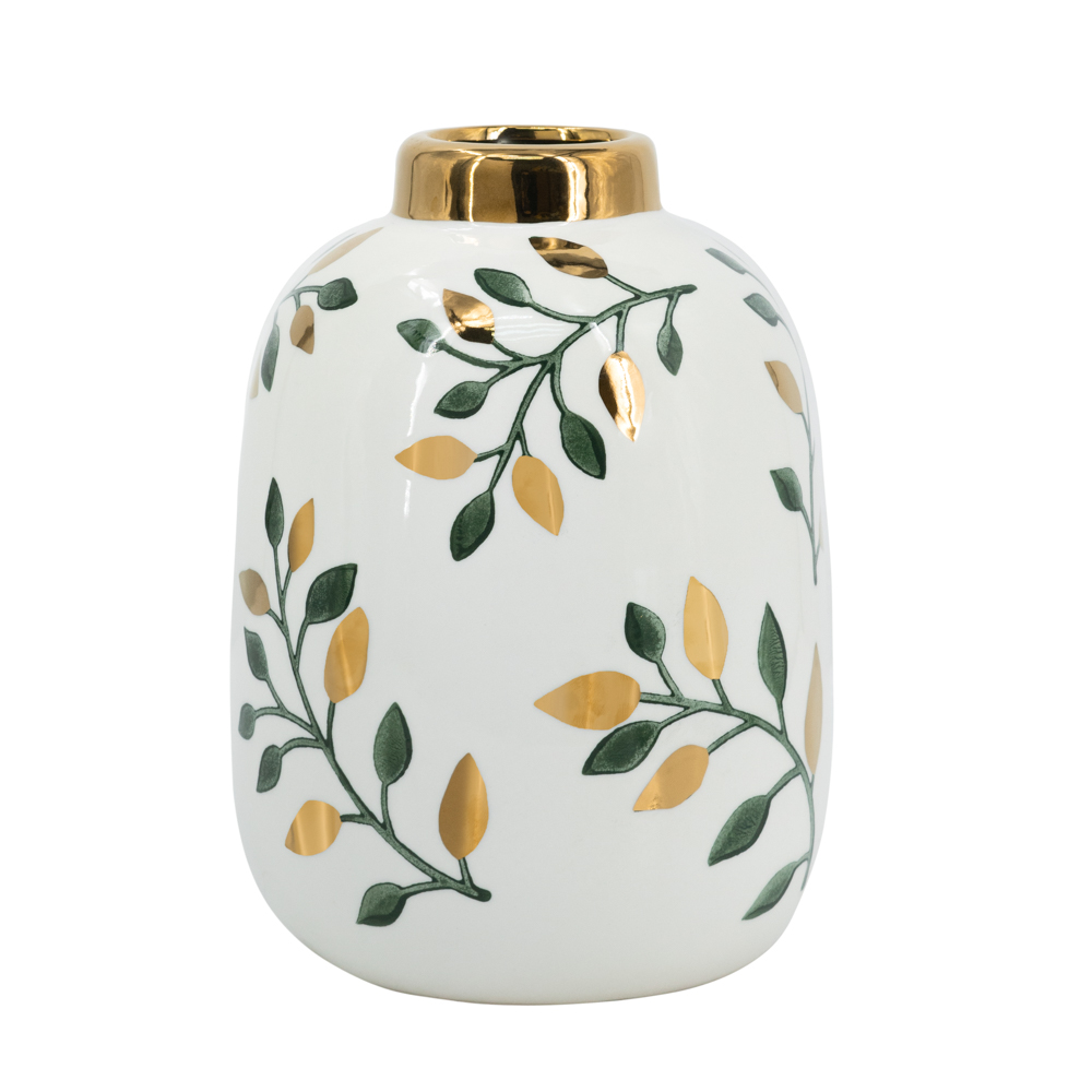Flower vase green/gold 23cm