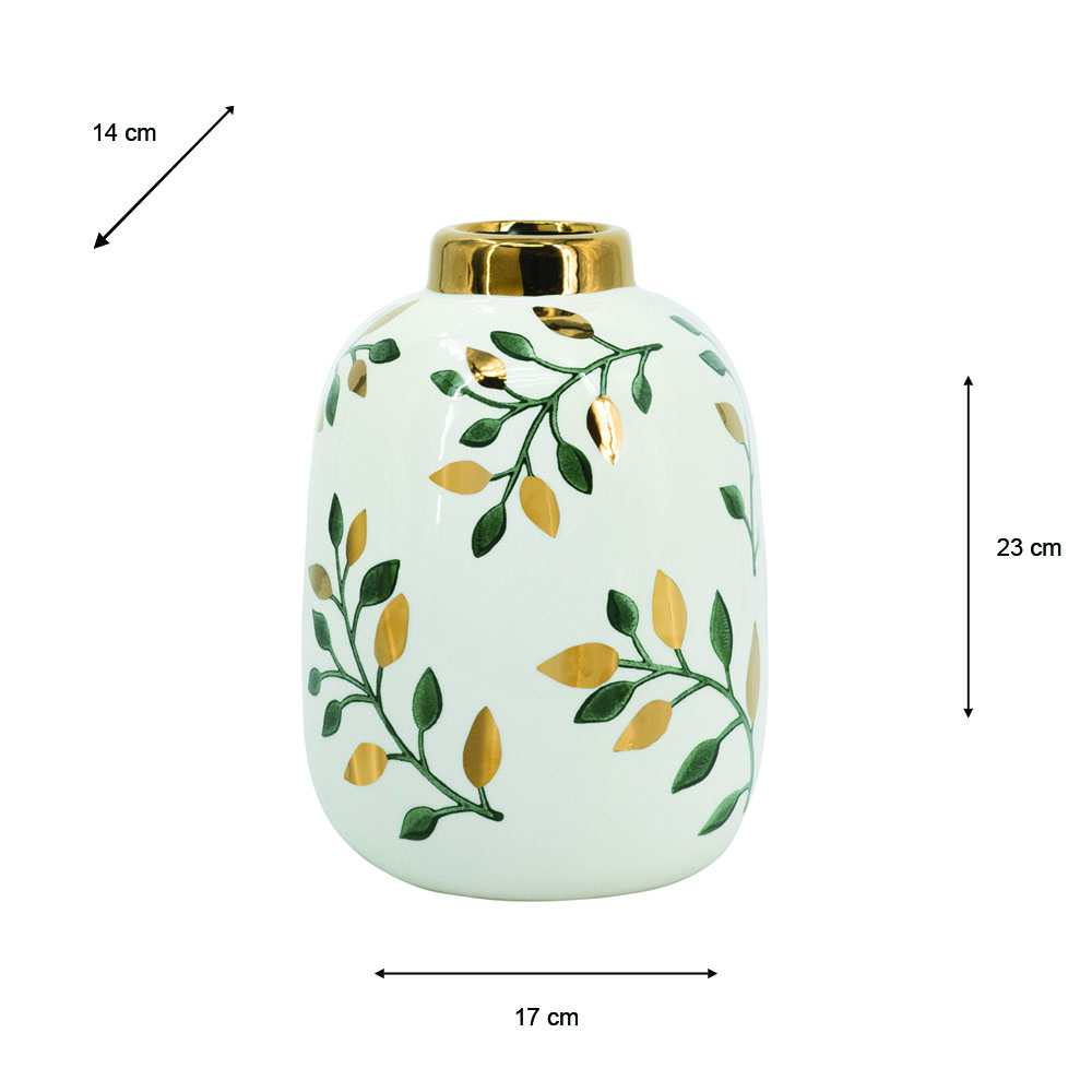 Flower vase green/gold 23cm