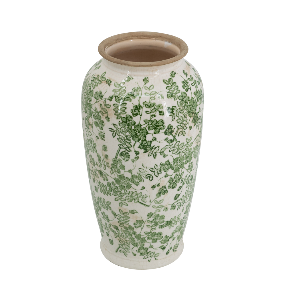 Green floral vase 37cm