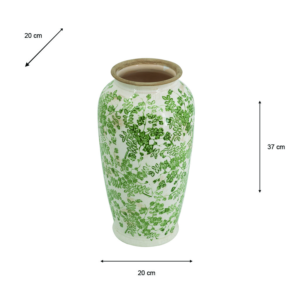 Green floral vase 37cm