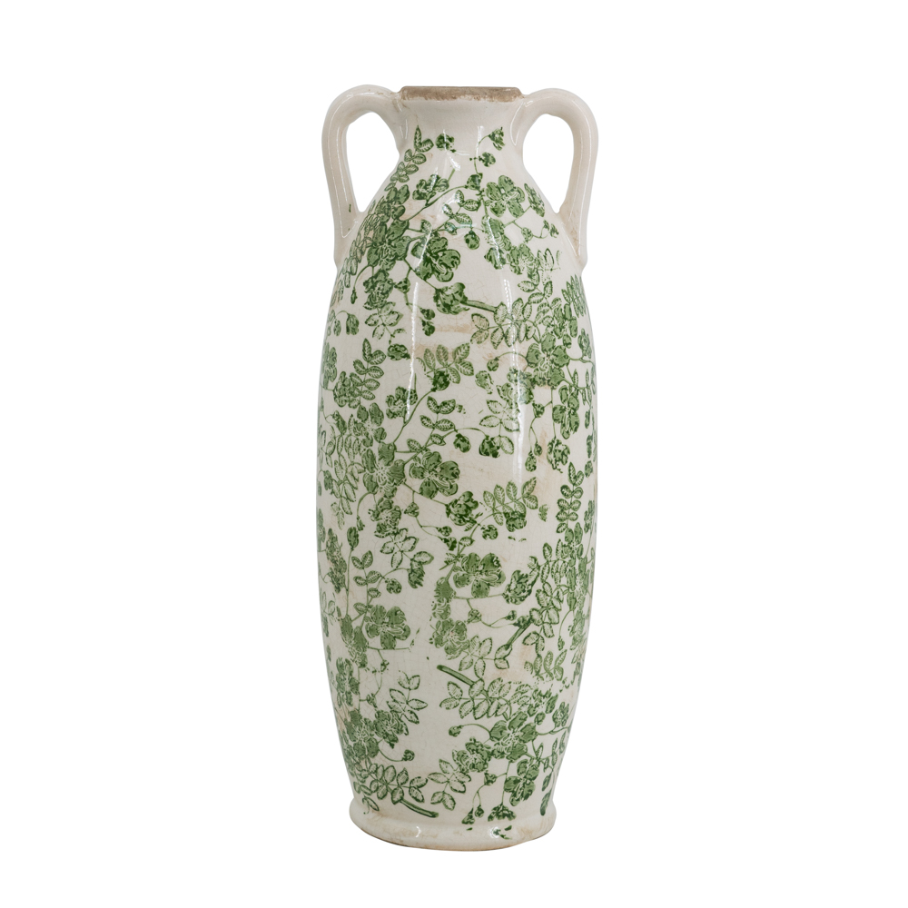 Green floral vase 40cm
