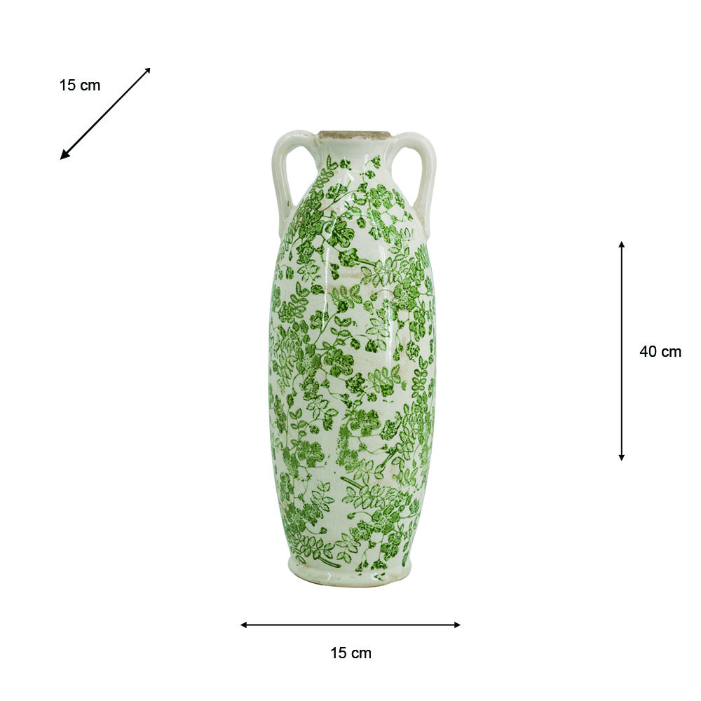 Green floral vase 40cm