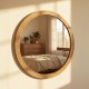 Stepped round wall mirror natural 90x90cm