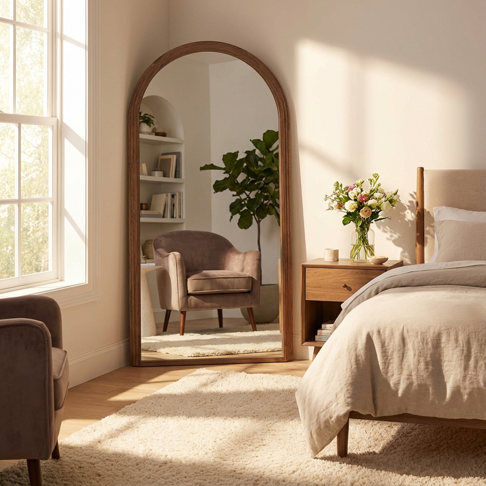 Stepped arched leaner mirror natural 80x180cm