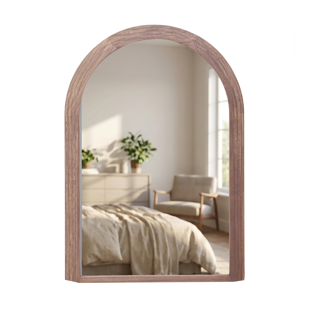 Stepped arched wall mirror natural 70x100cm