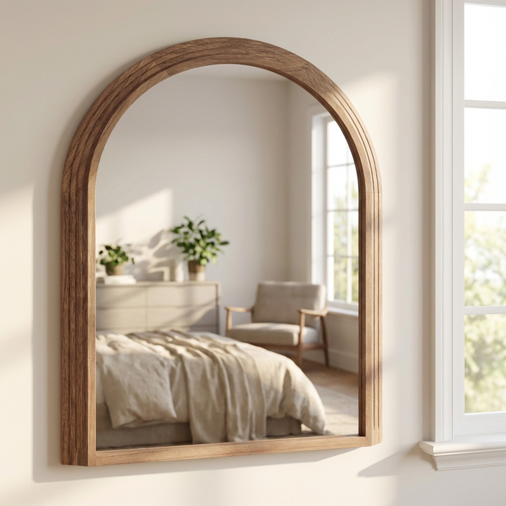 Stepped arched wall mirror natural 70x100cm