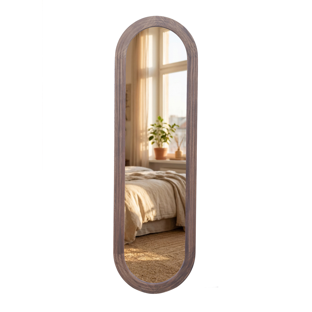 Stepped pill shape dressing mirror natural 45x150cm