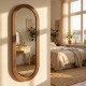 Stepped pill shape dressing mirror natural 45x150cm