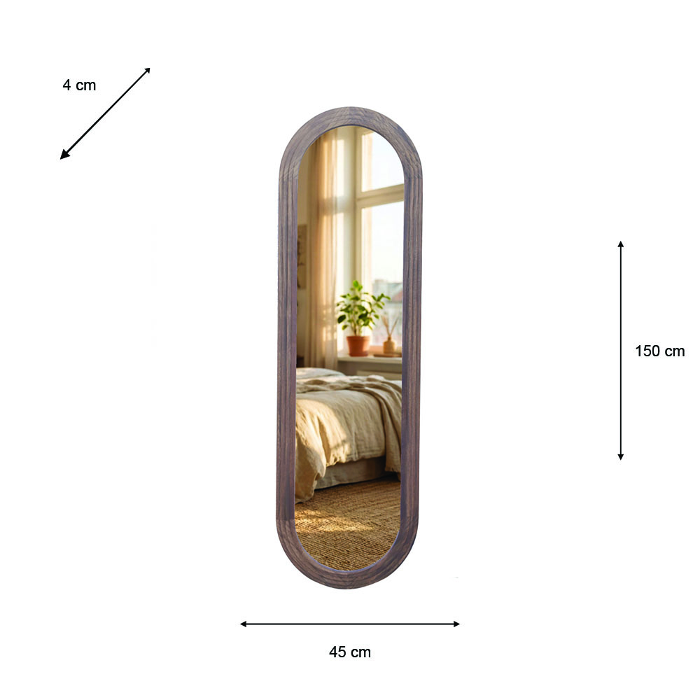 Stepped pill shape dressing mirror natural 45x150cm