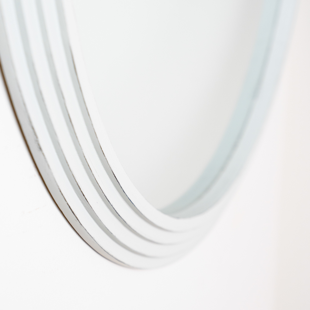 Stepped round wall mirror oyster 90x90cm